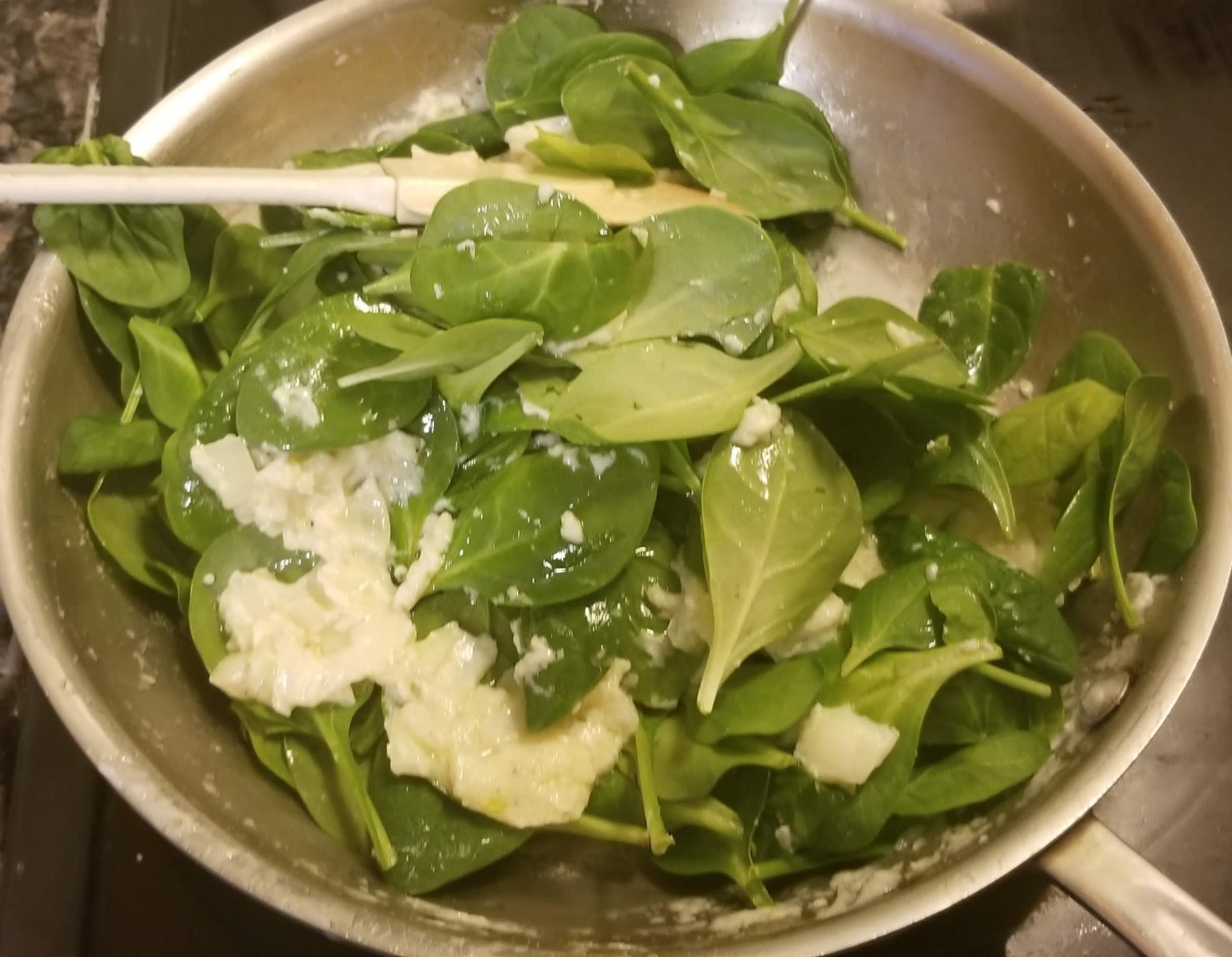 Creamed Spinach in Process!